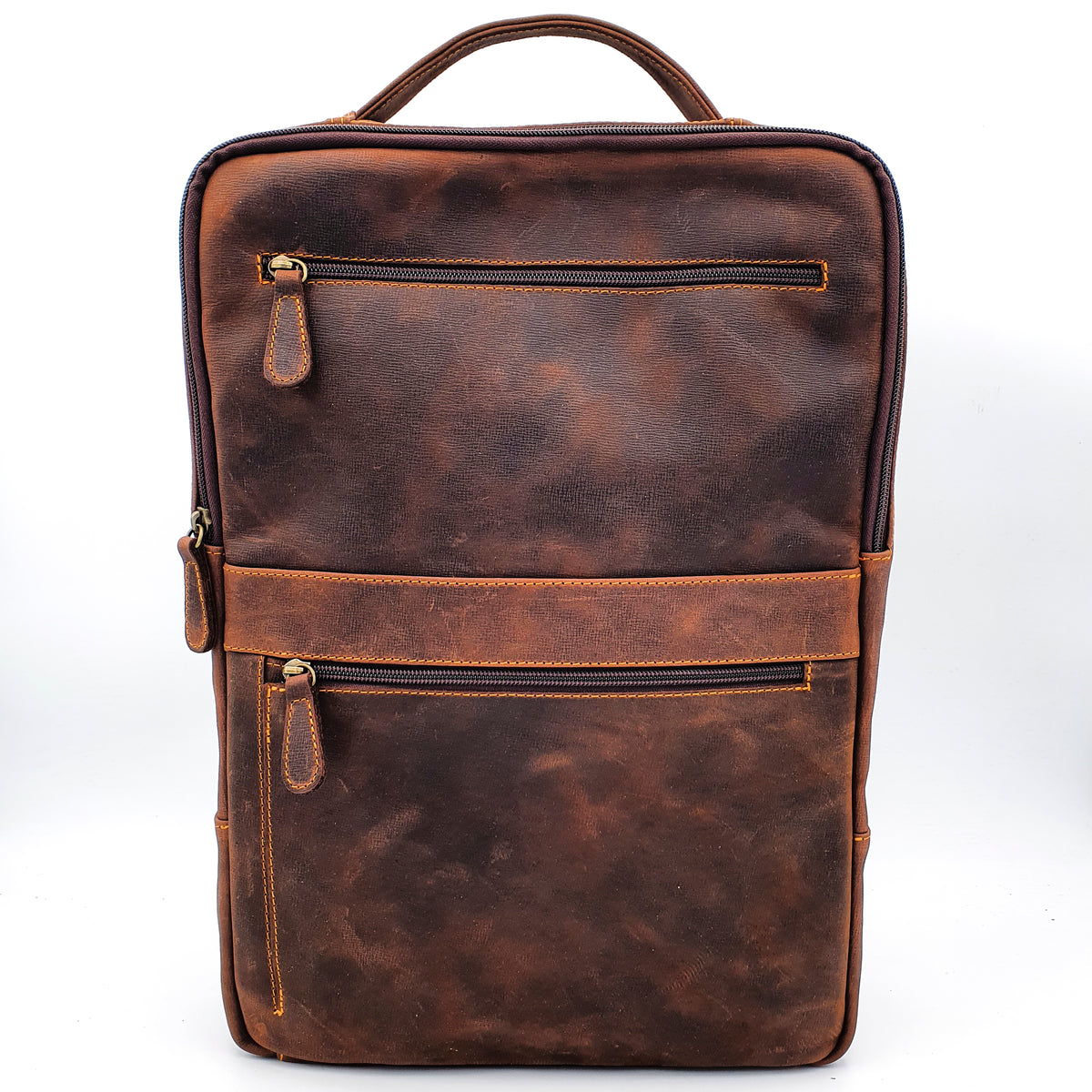 Zaino porta PC in pelle, vista frontale
